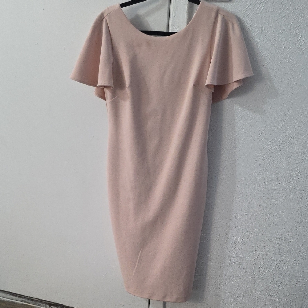 Elegant Pink Flutter Sleeve Dress